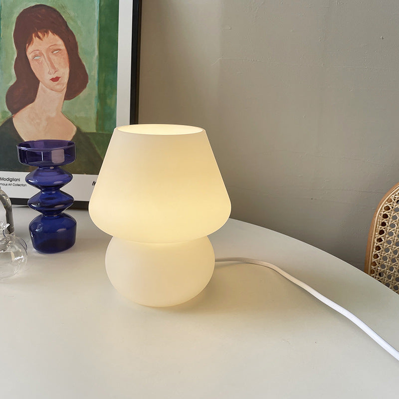 Elegant Retro Glass Bedside Lamp with USB

